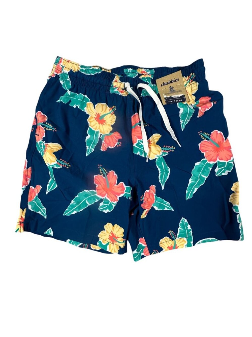Chubbies Floral Reefs 7" Classic Swim Trunks Medium Navy Tropical Print NEW